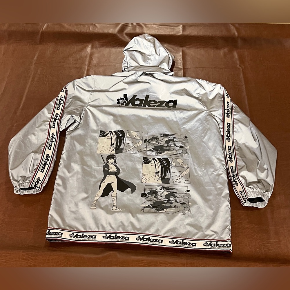 Valeza Anime Streetwear Reflective Full-Zip Windbreaker Jacket - Size 4XL